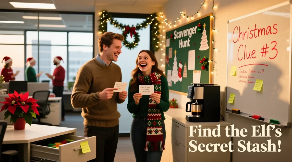 Office Christmas Scavenger Hunt Riddles for Adults